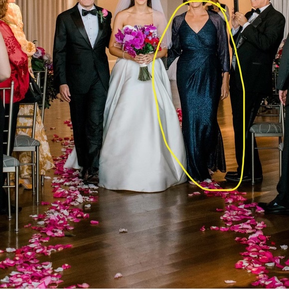 Talbot Runhof Navy Evening Gown, Size 10 - Picture 6 of 8